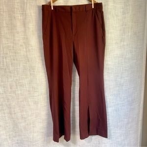 NWOT Banana Republic Slit-Hem Bootcut Pants Burgundy Red